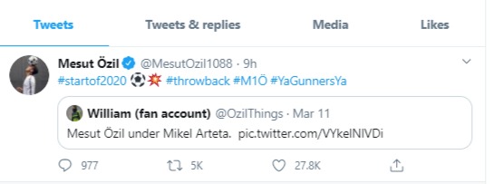 Mesut Ozil  share video kompilasi penampilan terbaiknya bersama Arsenal